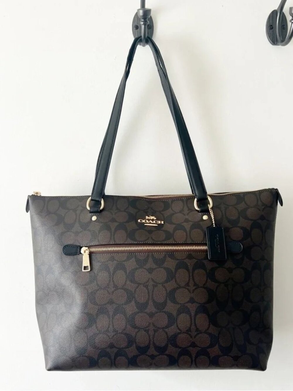 Euc Coach Gallery Signature Brown Shoulder Bag Tote Purse